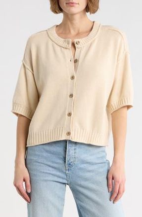 Blu Pepper Short Sleeve Button Front Cardigan in Natural at Nordstrom Rack, Size Medium