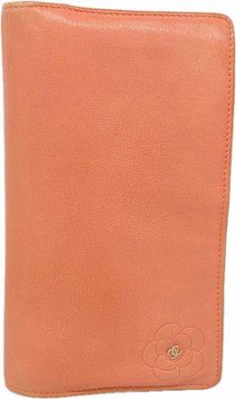 Chanel Pink Leather Long Wallet (Bi-Fold) (Pre-Owned)