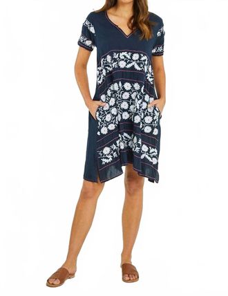 Rubyyaya Charlotte Short Sleeve Dress In Navy