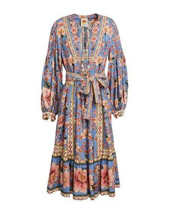 Farm Rio SUPERBLOOM TAPESTRY BLUE MIDI DRESS