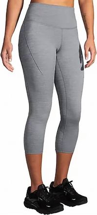 Brooks Womens Spark Capri Leggings In Charcoal