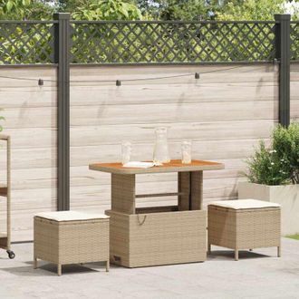 vidaXL Conjunto De Comedor De Jard&iacute;n 3 Pcs Beige Polirat&aacute;n Vidaxl