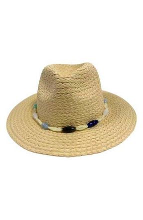Nicole Miller Beaded Trim Panama Hat in Natural at Nordstrom Rack