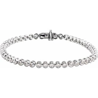 Diamond2Deal 14k White Gold 3 1/2 CTW Lab-Grown Diamond Bezel-Set Bracelet 7
