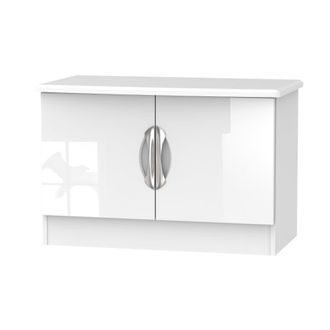 Welcome Furniture Cairo Ready Assembled TV Unit with 2 Doors - White Gloss & White - Welcome Furniture | TJ Hughes