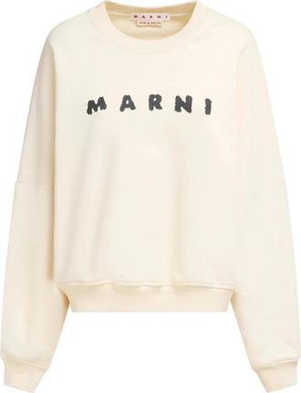 Marni Logo-Print Sweatshirt - Dames - Sweatshirts - Wit - XS - Katoen - Hoodies & sweatvesten