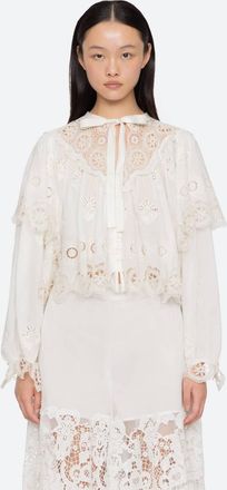 Sea New York Sofia Embroidery Long-Sleeve Top In White