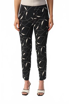 Joseph Ribkoff Geometric Print Straight Leg Pants In Black/moonstone