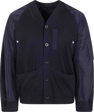 sacai Nylon Twill X Knit Cardigan