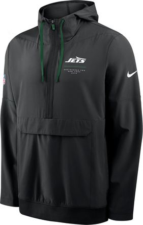 Nike New York Jets Sideline Anorak Nike Mens NFL 1/2-Zip Hooded Jacket in Black | 03AT055Y72-EKU