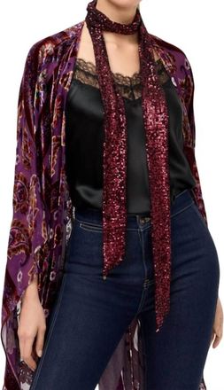 Johnny Was Womens Sheri Sequin Skinny Scarf In Merlot Deep Red