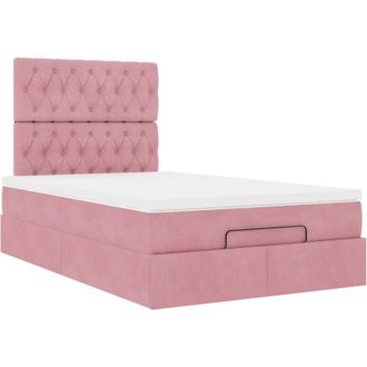 vidaXL Estructura Cama Otomana Colchones Terciopelo Rosa 120x190 Cm Vidaxl