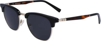 Ferragamo Black Gold Havana Zonnebril - Heren - Zonnebrillen - Zwart - 53 MM - Accessoires