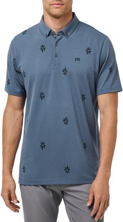 Travis Mathew Rome Around Floral Button Down Polo in Bering Sea at Nordstrom, Size Xx-Large