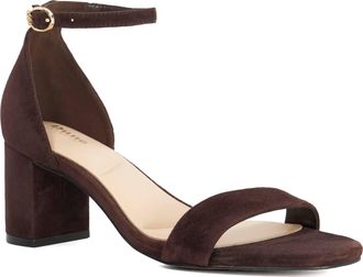 Dune London Ladies MELINS Ankle Strap Block Heel Sandals Size UK 4 Suede Heeled Sandals