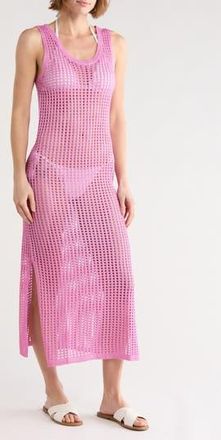 Nordstrom Rack Open Knit Cover-Up Dress in Pink Crocus at Nordstrom Rack, Size X-Large