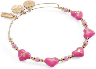 Alex and Ani Barbie Logo Heart Beaded Bangle Bracelet in Gold at Nordstrom