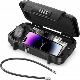 OEM Caja Fuerte Port&aacute;til Con Combinaci&oacute;n, Caja Fuerte Con C&oacute;digo, Alambre De Acero Flexible De 6 Mm De Grosor, 235 141 58 Mm, Oficina Y Coche