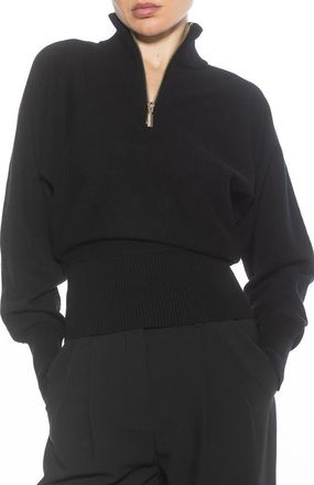 Alexia Admor Niko Quarter Zip Sweater in Black at Nordstrom Rack, Size X-Small
