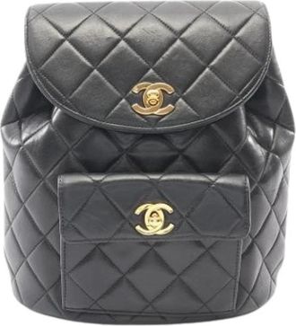 Chanel Pre-owned Matelasse Rugzak - Dames - Vintage Rugzakken - Zwart - ONE Size - Leer - Vintage