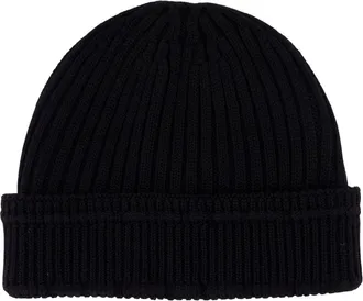 Burberry 8103340-A1189 Ribbed Wool Cashmere Beanie - Black