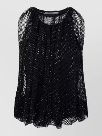 Sportmax sleeveless top silk nylon mesh embellishments