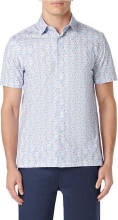 Bugatchi Milo OoohCotton Fruit Print Short Sleeve Button-Up Shirt in Air Blue at Nordstrom Rack, Size Xx-Large