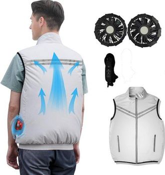 No Brand Chaleco Refrigerante Para Hombre, Chaqueta Con Ventilador Motorizado Y Doble Ventilador, Talla L