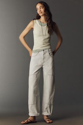 A Gold E Laria Pieced High-Rise Wide-Leg Jeans