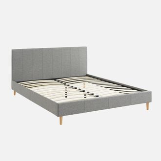 Sweeek Cama Con Somier Y Cabecero 160x200m, Acabado En Tela