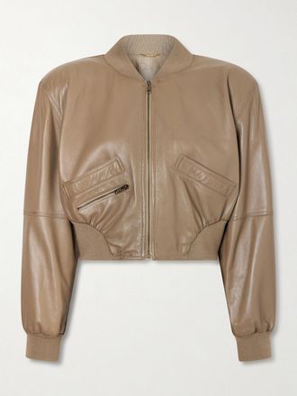 Chlo&eacute; Bomber Cropped In Pelle - Neutri