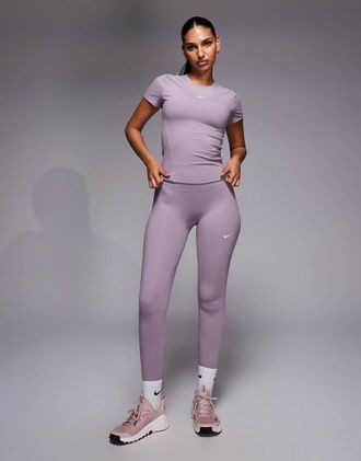 Nike Nike - One Training Dri-FIT - Leggings a vita alta marrone chiaro senza cuciture