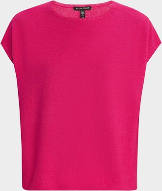 Eileen Fisher Cap-Sleeve Crewneck Knit Sweater