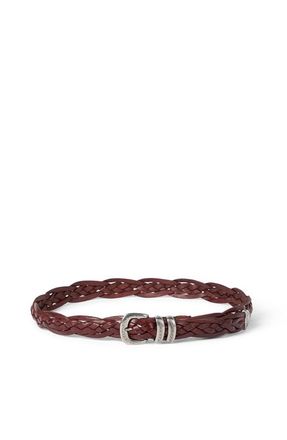 Brunello Cucinelli Braided calfskin belt in Tobacco at Nordstrom, Size 105