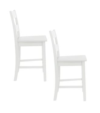 Home Heavenly Pack de 2 taburetes de madera maciza lacada en blanco 96 x 41 x 47 cm