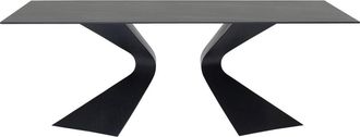 Kare Design Mesa rectangular de comedor de acero y tablero de gres negro 200x100
