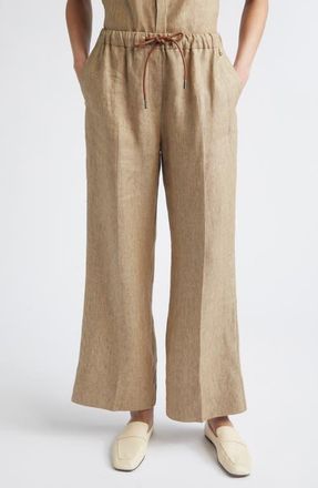 Herno New Linen Water Repellent Drawstring Pants in Sand at Nordstrom, Size 10 Us
