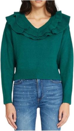Silvian Heach Elegante Bloemenjurk - Dames - V-hals truien - Groen - M - Truien & Vesten