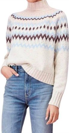Rebecca Taylor Cozy Wool Fairisle High Neck Pullover In Beige