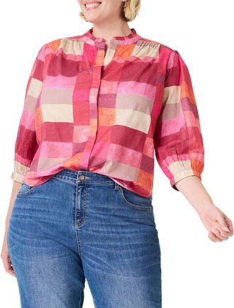 Nic+Zoe Nic+Zoe Petite Sunset Plaid Cotton Girlfriend Shir