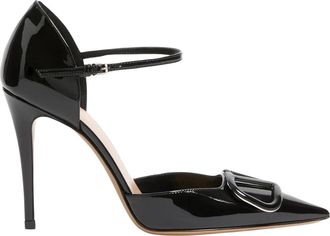 Valentino VLogo Signature DOrsay Patentleren Pumps 100mm - Dames - Pumps - Zwart - 41 EU - Leer - Schoenen