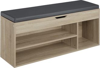 TecTake Banco zapatero para 9 pares y acolchado 104 x 30 x 49 cm, madera clara