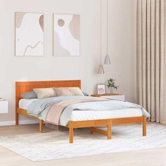 vidaXL Vidaxl - Estructura De Cama Marr&oacute;n 140 X 190 Cm Madera Maciza De Pino