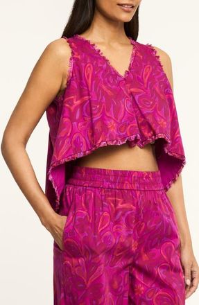 Cinq &agrave; Sept Ibbie Paisley Bloom Cotton Blend Top in Purple Garnet Multi at Nordstrom, Size X-Small