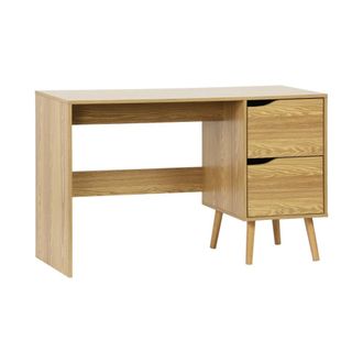 Sweeek Escritorio efecto nogal de 2 cajones, efecto fresno