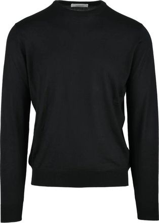 FILIPPO DE LAURENTIIS Black Merino Wool Mens Crew Neck Sweater