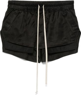 Rick Owens Zwarte Hoog Gesneden Trekkoord Shorts - Dames - Bermuda - Zwart - S - Katoen - Korte Broeken