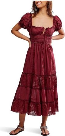 Free People Falling Sun Midi Dress Womens Dress Syrah : MD (Womens 8-10), Cotton/Nylon
