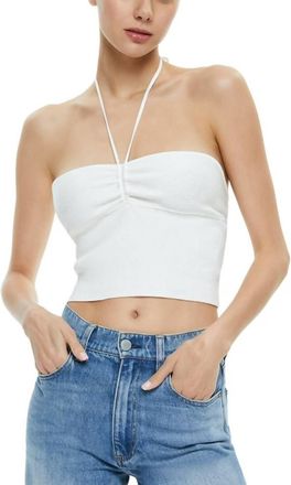 Alice & Olivia Linnie Ribbed Knit Halter Top In Soft White