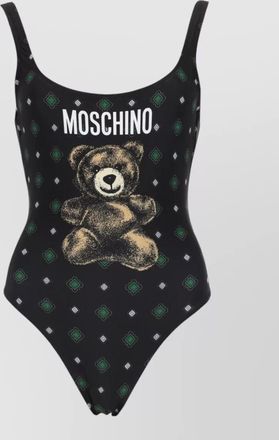 Moschino teddy graphic print high cut swimsuit
